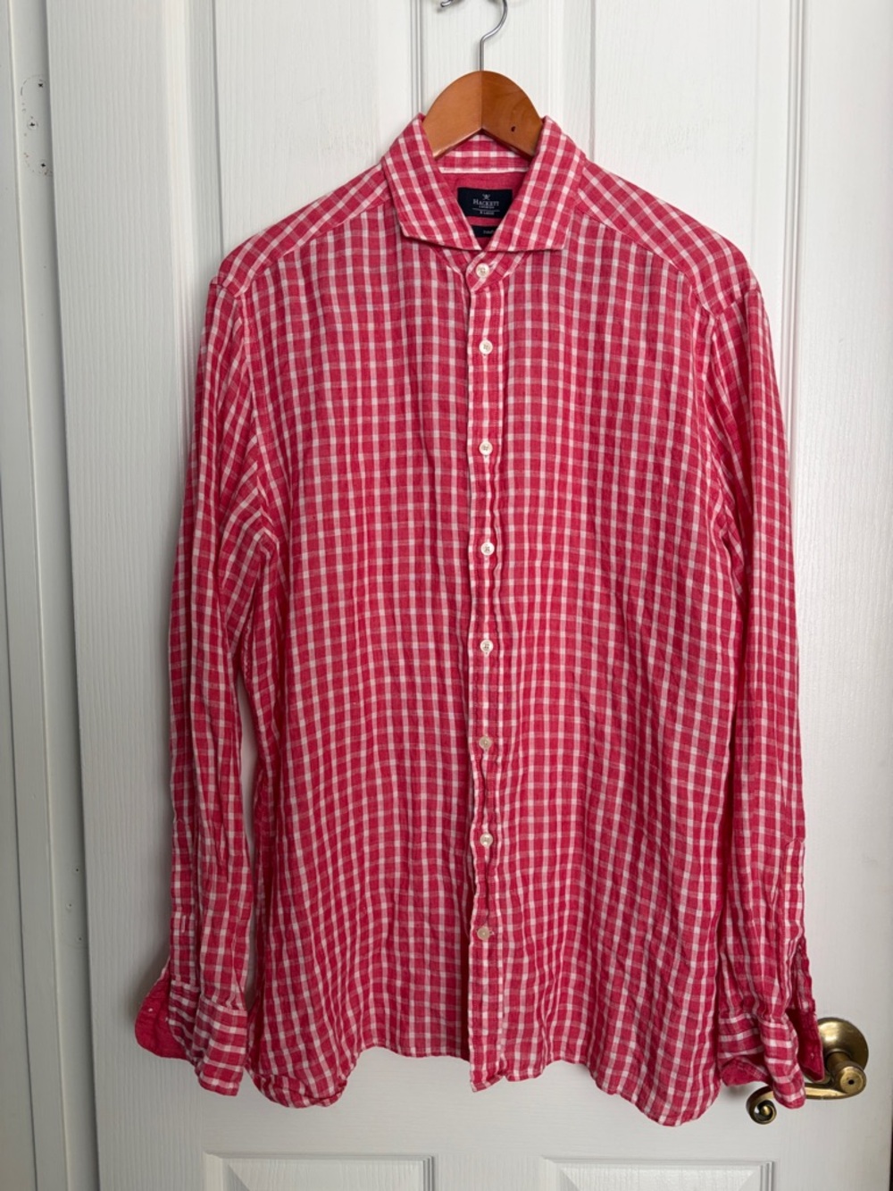 Hackett London Red and White Checked Button-Down Shirt